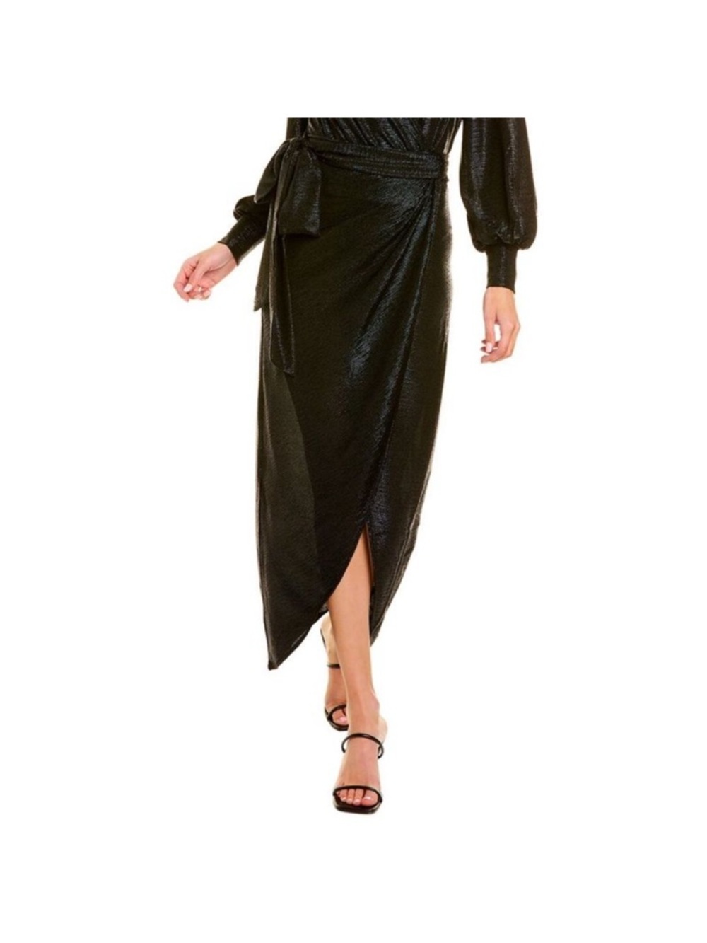 Maer Womens Carrie Evening Metallic Wrap Skirt, Black NEW